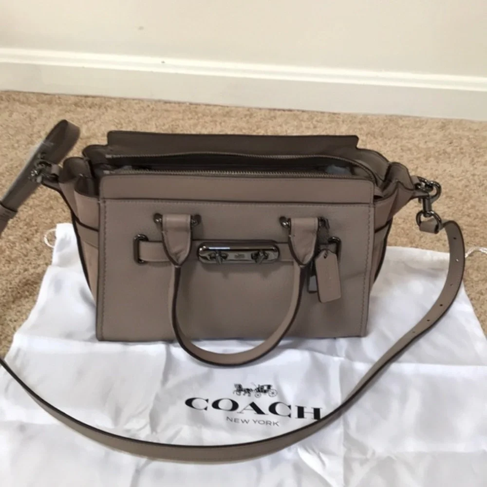 NWT! COACH Tan leather with suede small satchel